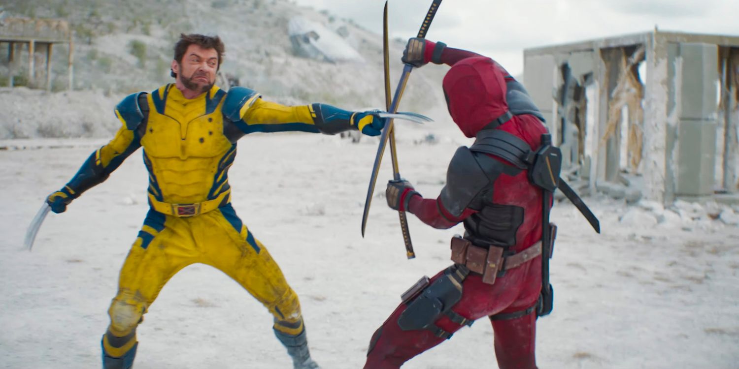 Deadpool e Wolverine lutando no Vazio em Deadpool e Wolverine
