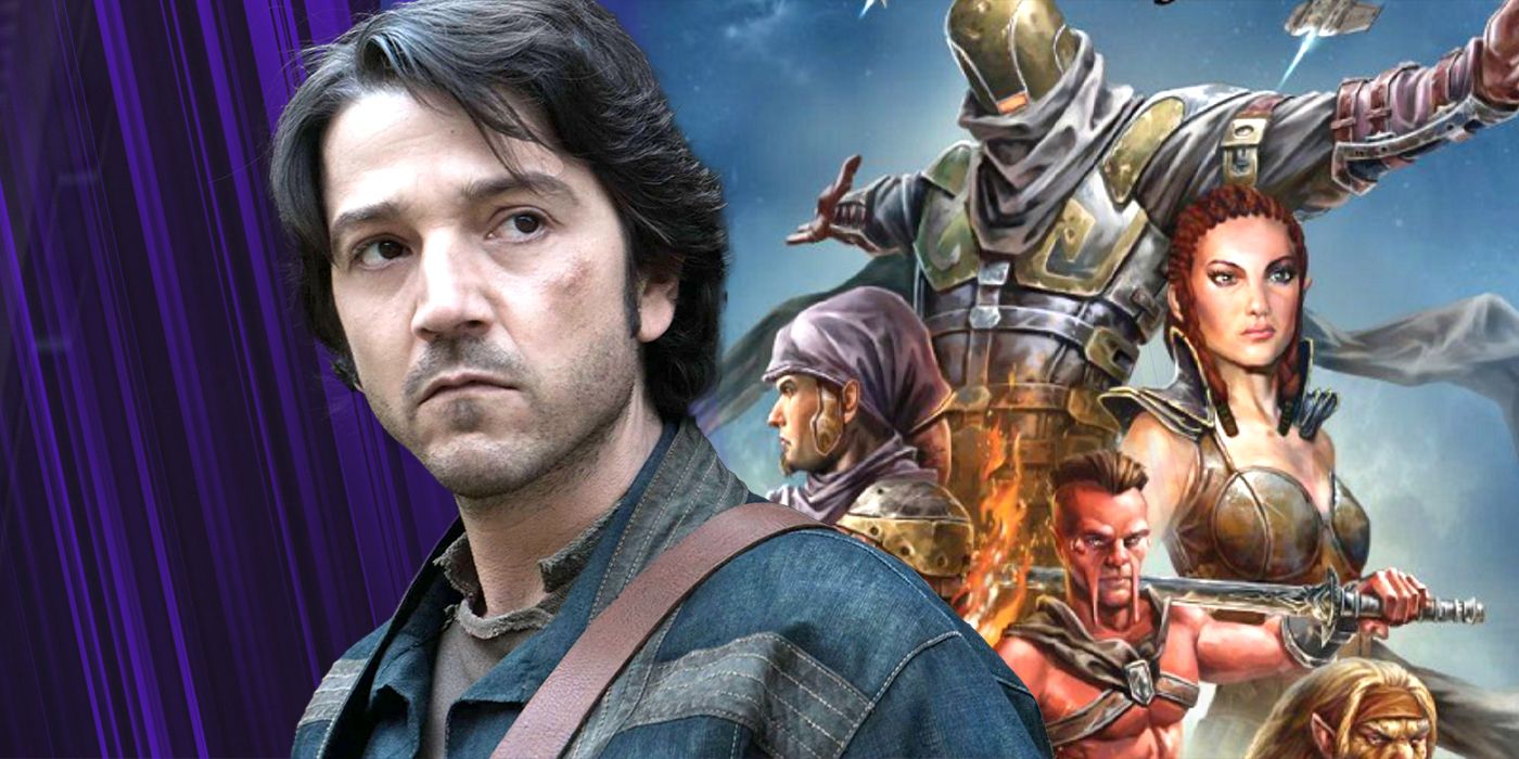 Diego Luna as Andor looking at Star Wars Dawn of the Jedi cover