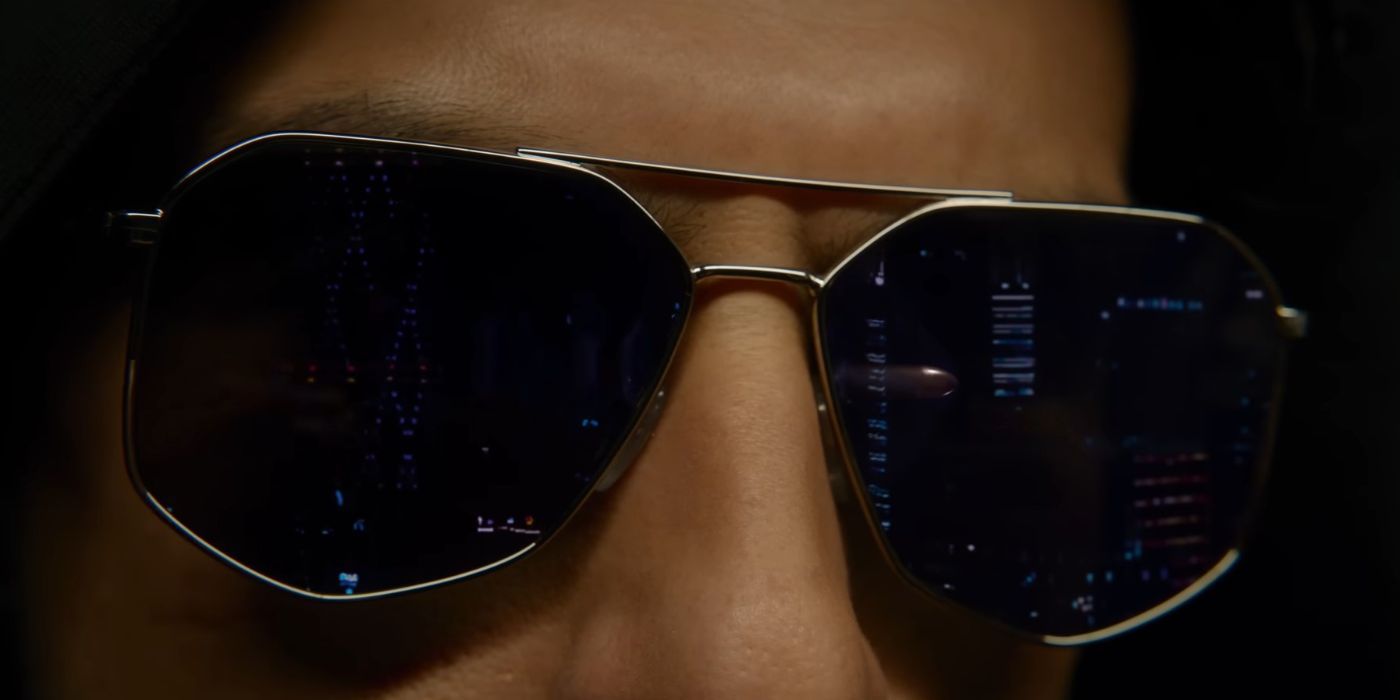 Don (Ranveer Singh) wearing sunglassses as the reflection of a bullet passes by in Don 3.