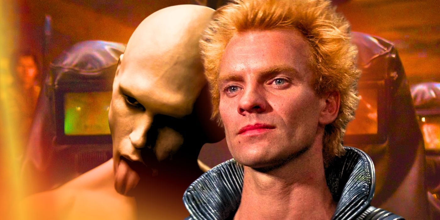 Collage of Austin Bulter and Sting, both playing Feyd-Rautha, in Dune Part 2 and Dune 1984 respectively.