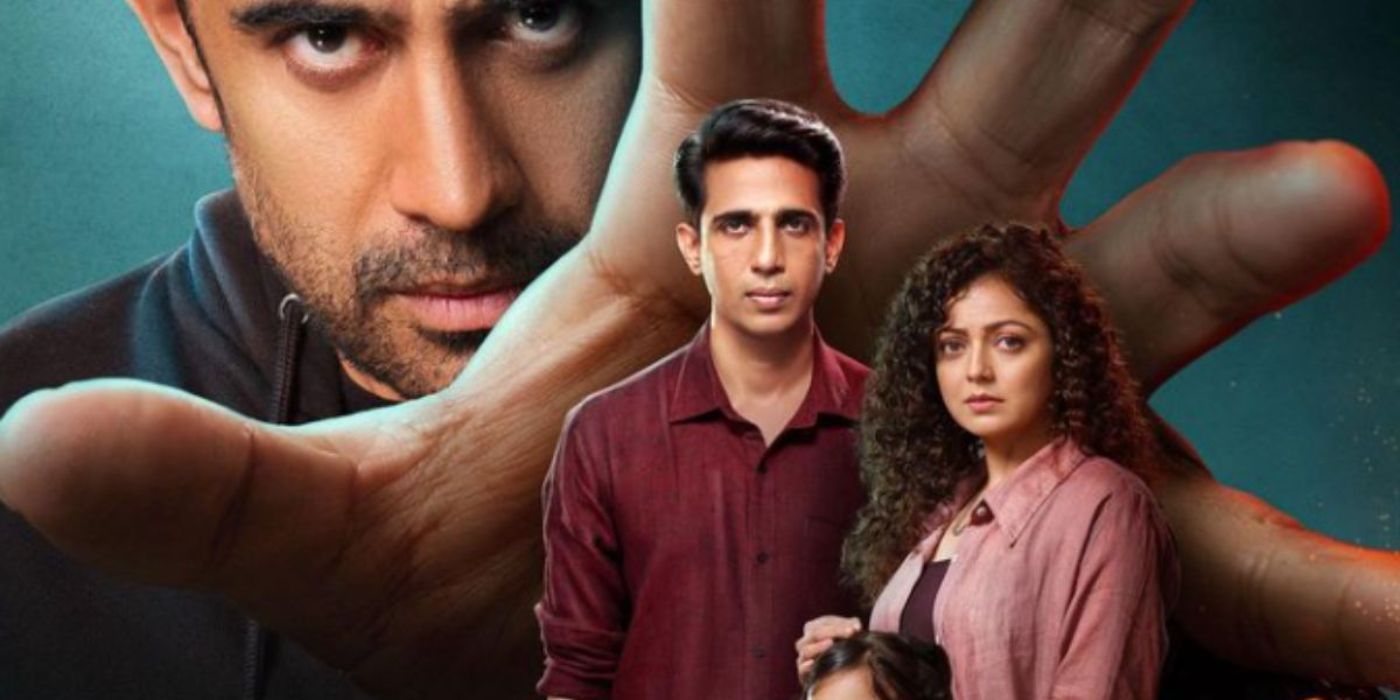 Duranga season 2 poster with Sammit (Amit Sadh) reaching out to grab Ira (Drashti Dhami), Anya (Hera Mishra), and Abhishek (Gulshan Devaiah).