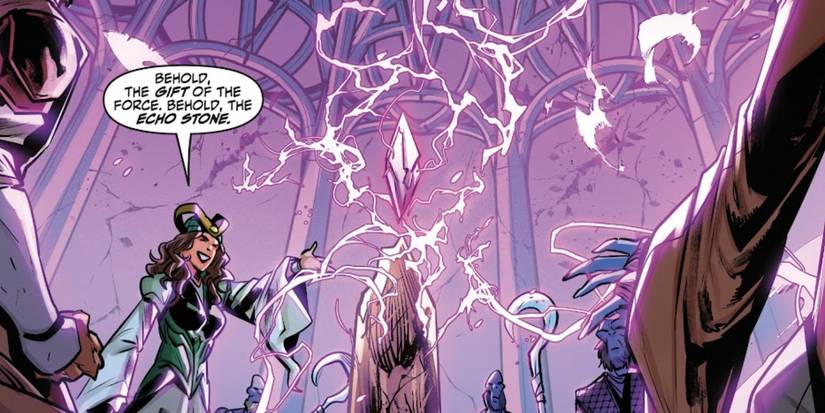 Lady Angcord presents The Echo Stone to the Jedi in Star Wars: The High Republic Adventures - Quest of the Jedi 
