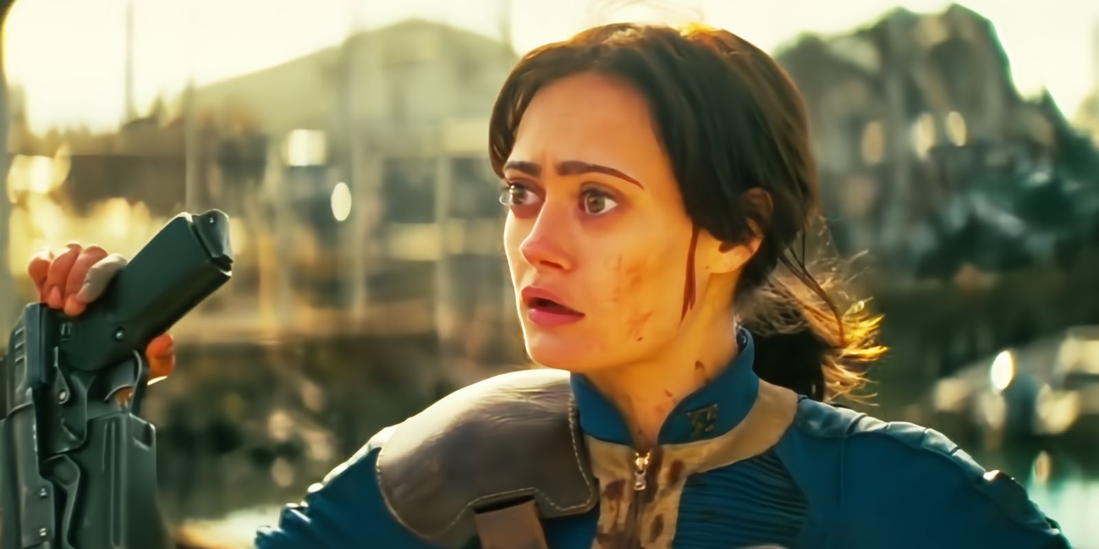 Ella Purnell looking shocked as Lucy in Fallout
