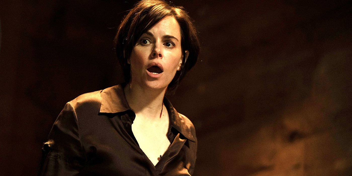 Emily Hampshire as Rachel looking shocked in Humane