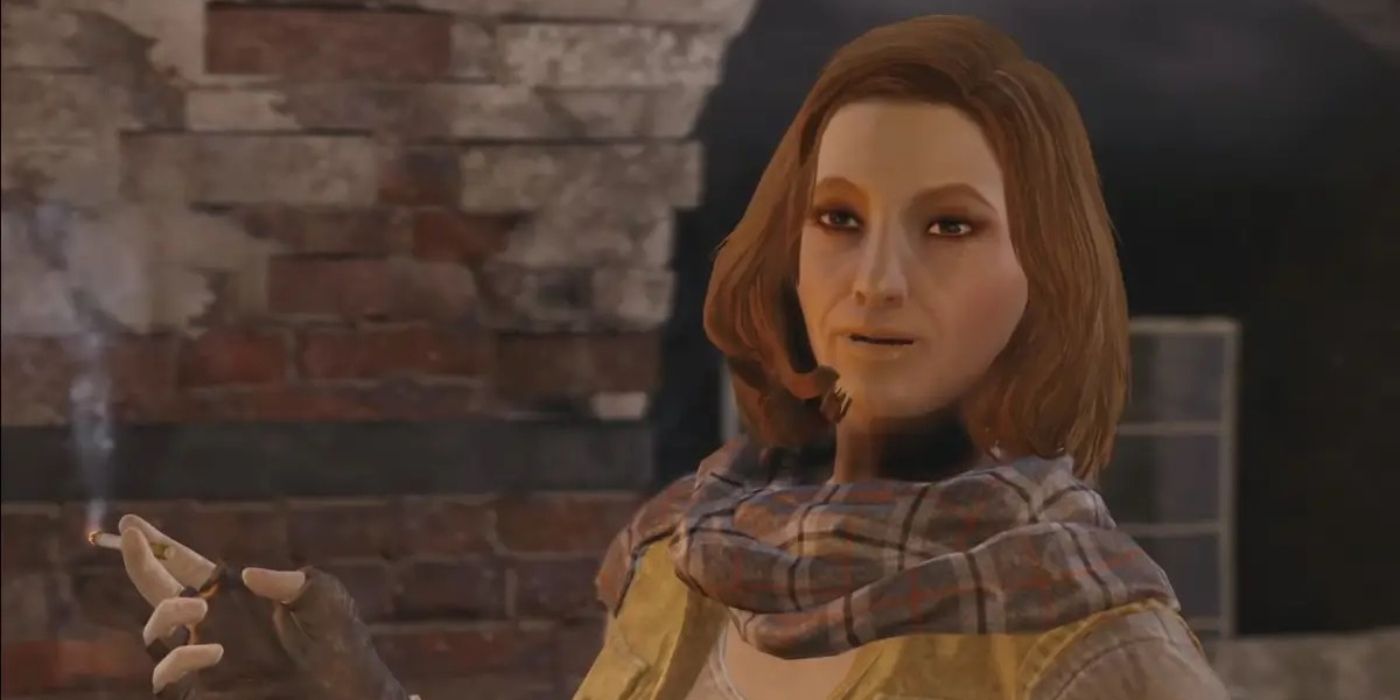 Desdemona holding a cigarette in Fallout 4