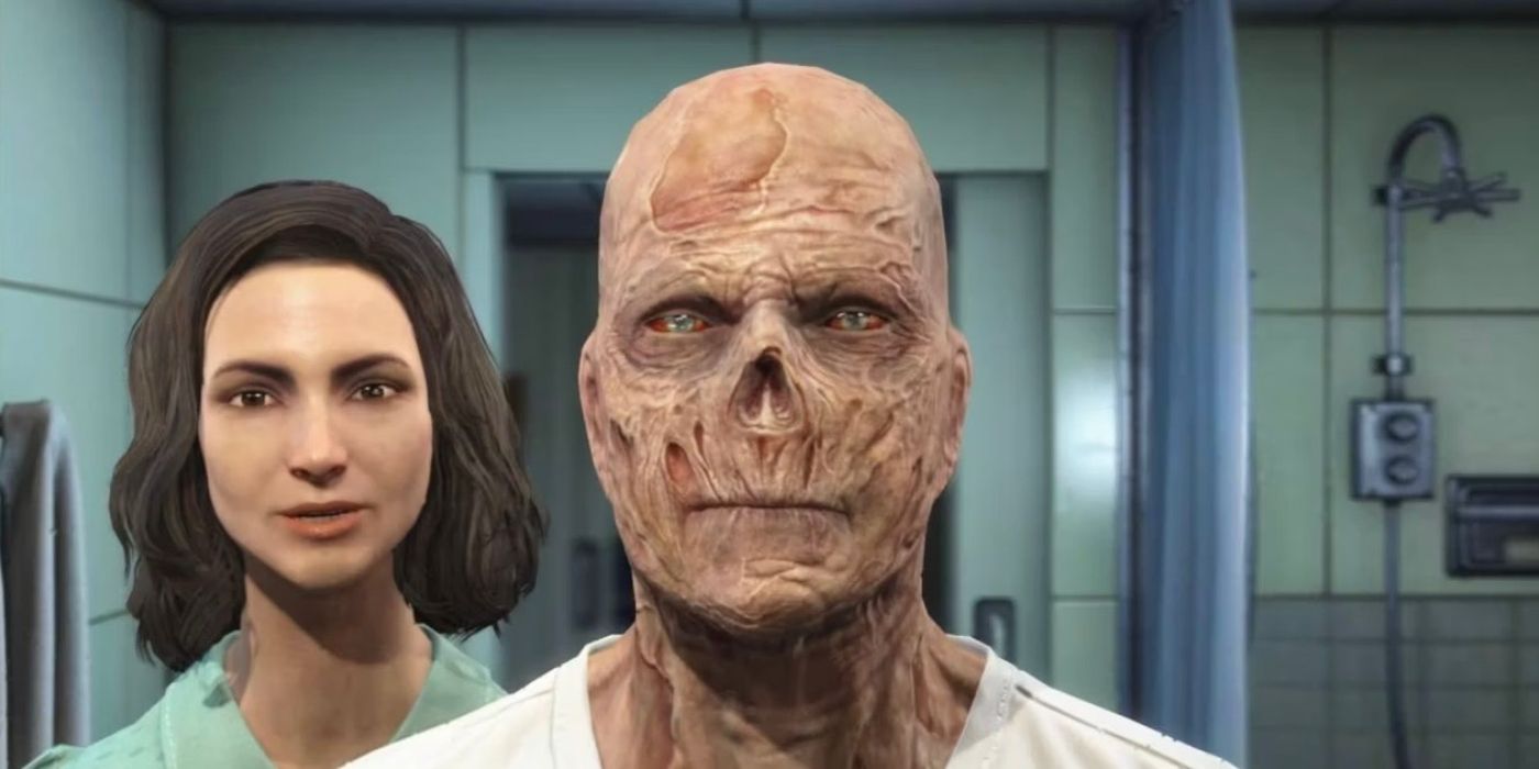 Um Ghoul na tela de criação de personagem em Fallout 4