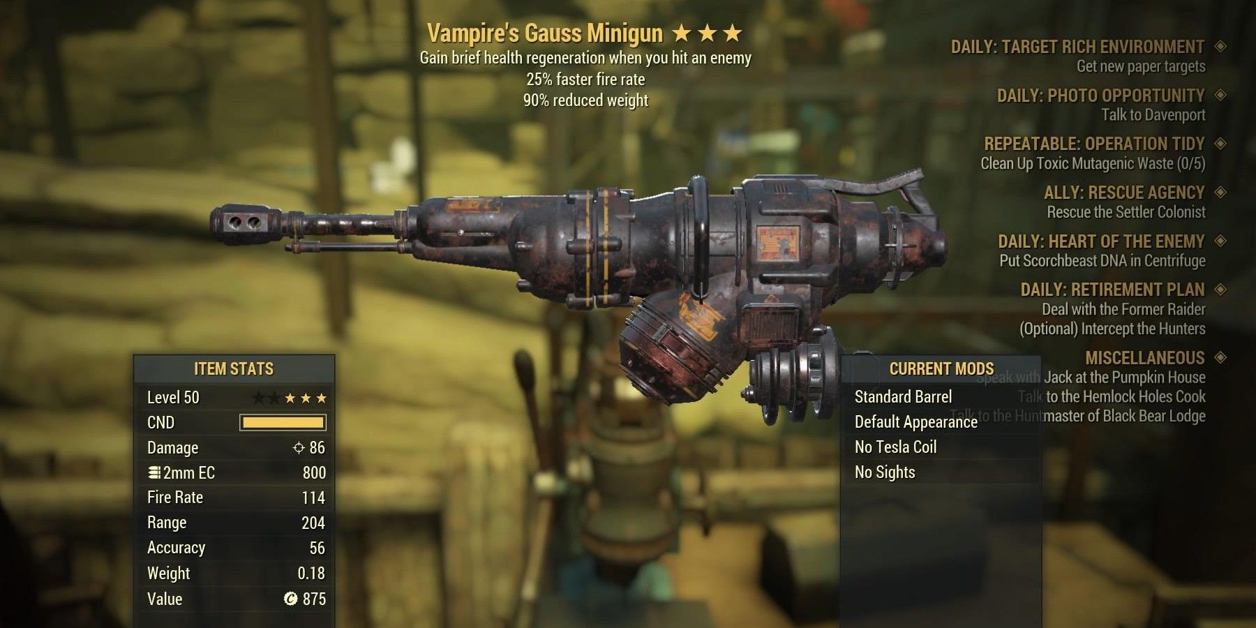 How To Get The Gauss Minigun In Fallout 76