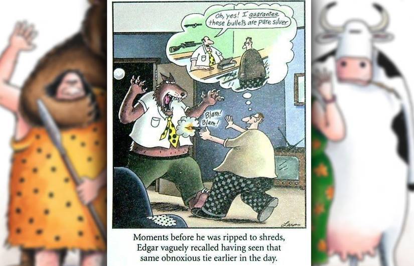 far side comic werewolf salesman sold fake silver bullets