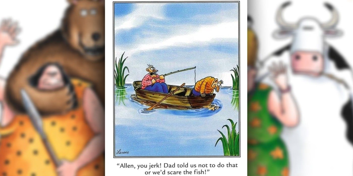 far side fishing comic where two boys are ugly enough to scare the fish