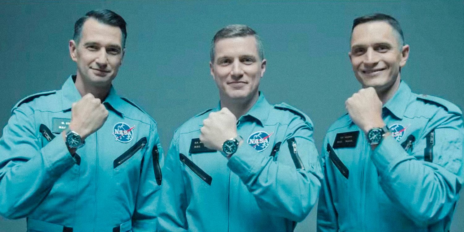 Three men wear NASA jumpsuits in the Fly Me To The Moon (2024)