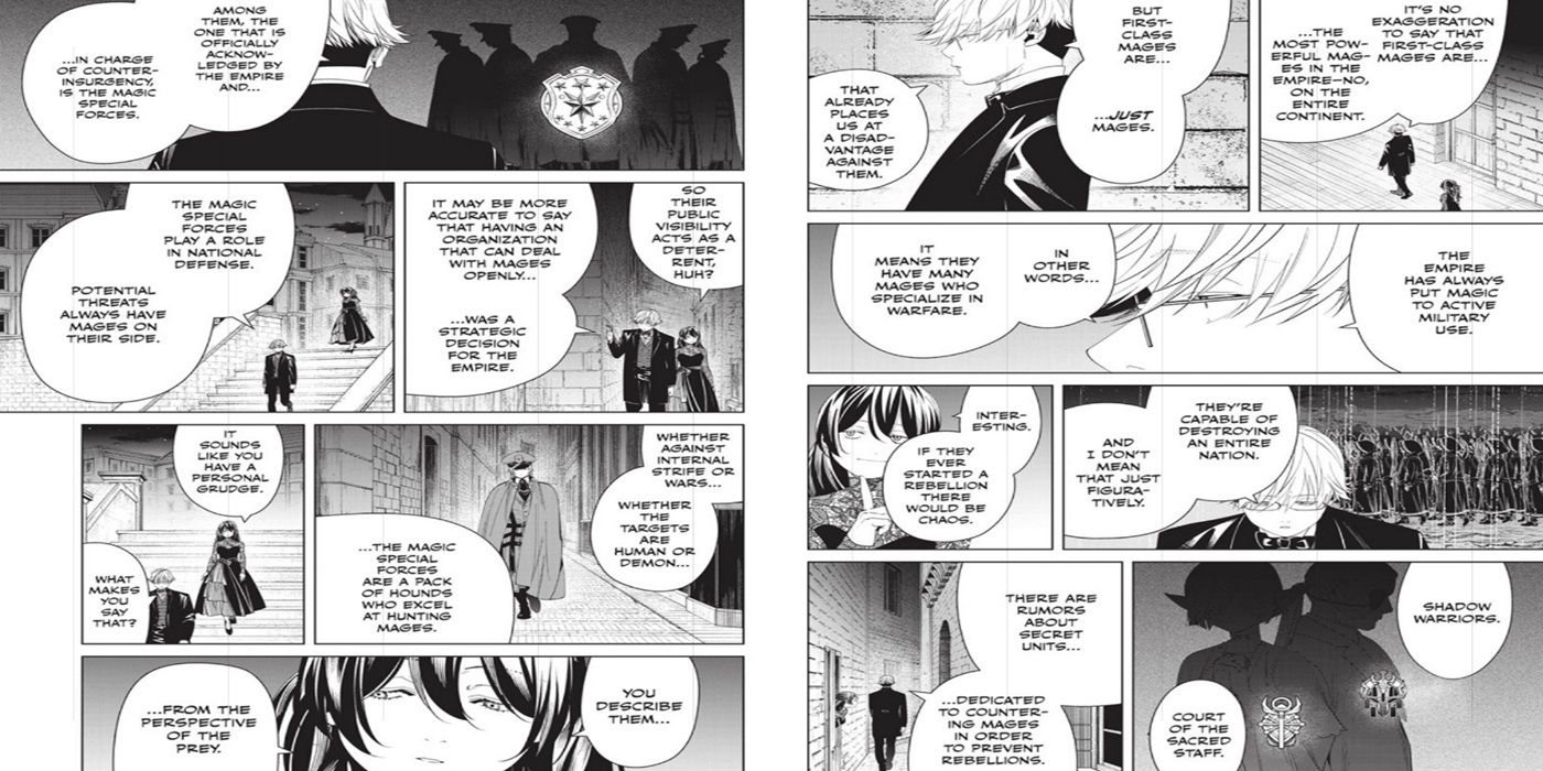 Frieren Beyond Journeys End Chapter 128 spread of a new antagonistic force being introduced to the story.