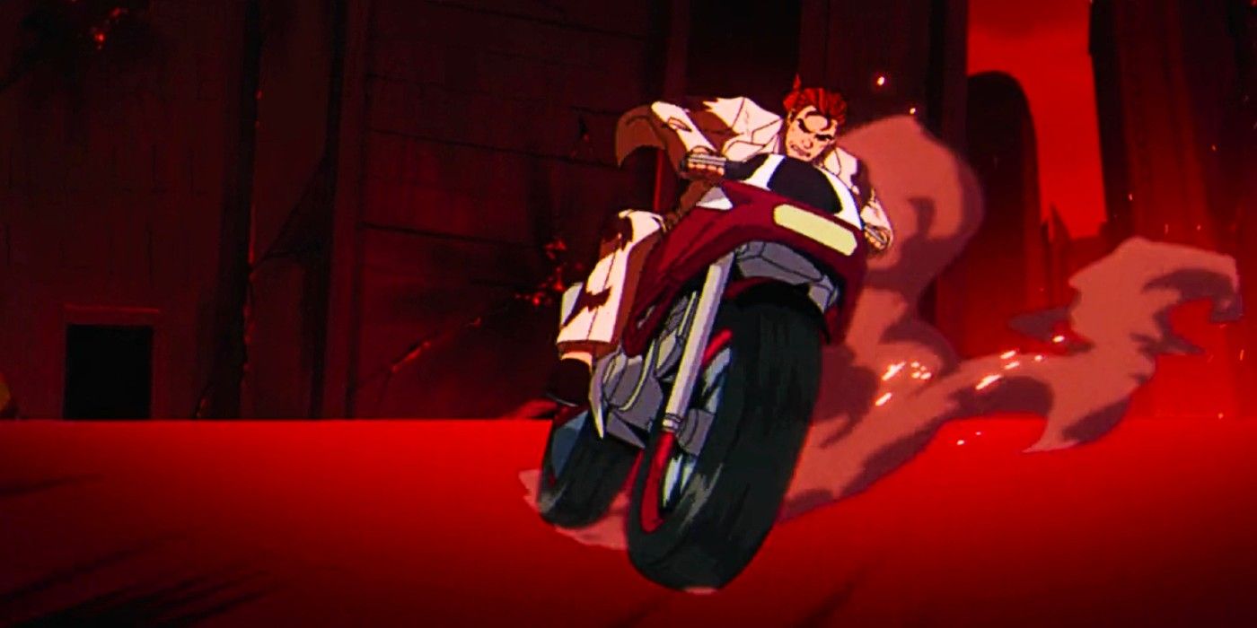 Gambit on a motorbike in X-Men 97