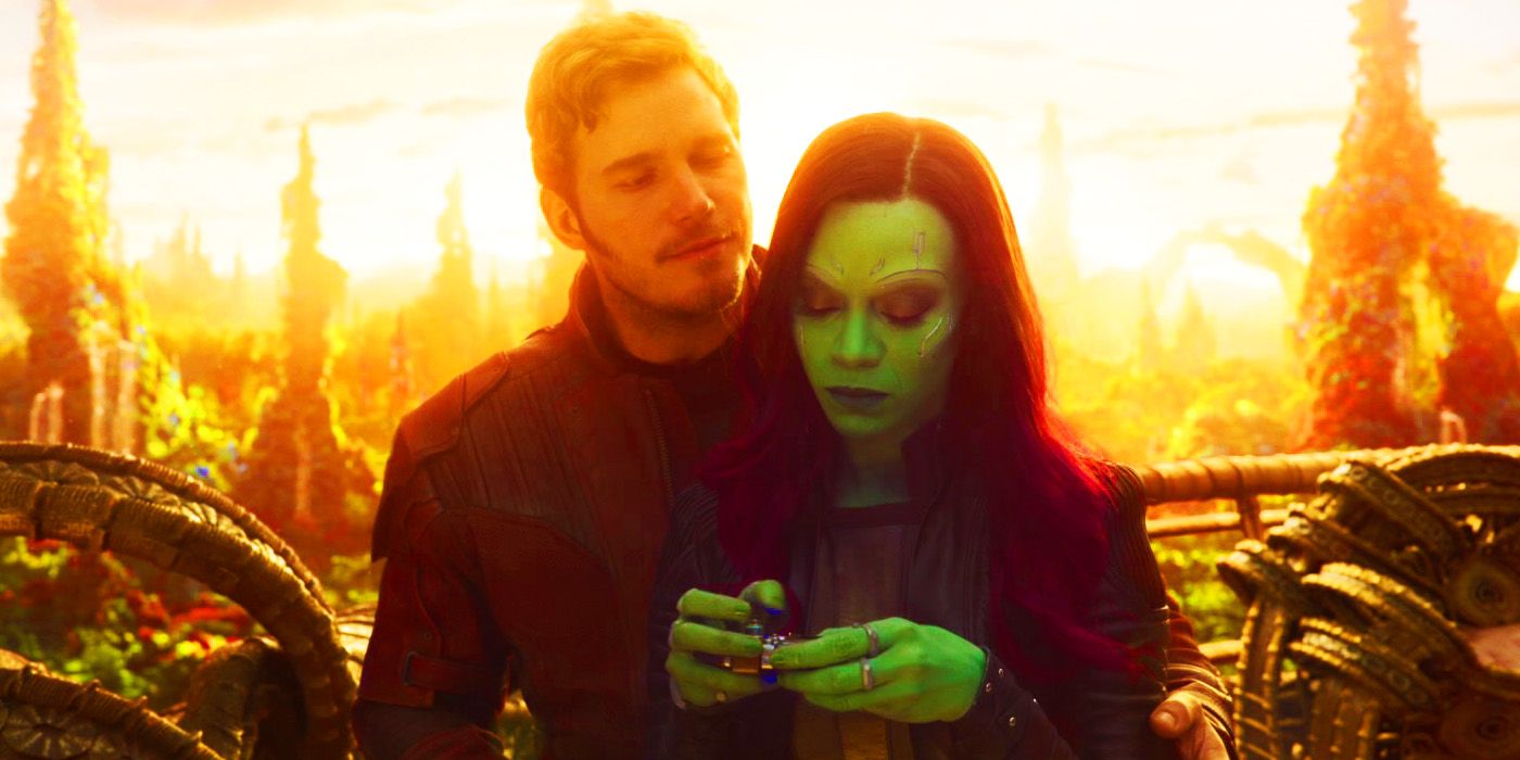 Gamora and Peter Quill falling in love in Guardians of the Galaxy Vol. 2