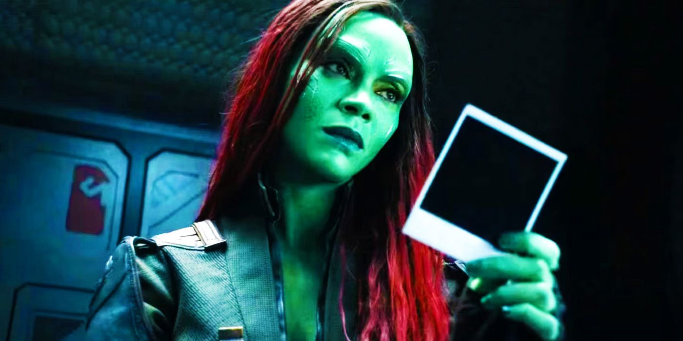 Gamora holding a polaroid in Guardians of the Galaxy Vol. 3