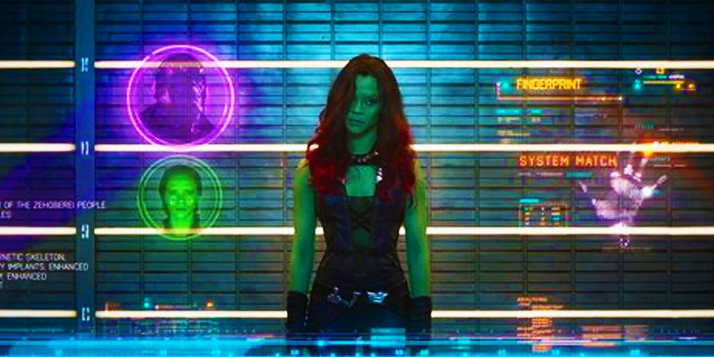 Gamora in the Nova Corps line-up in Guardians of the Galaxy