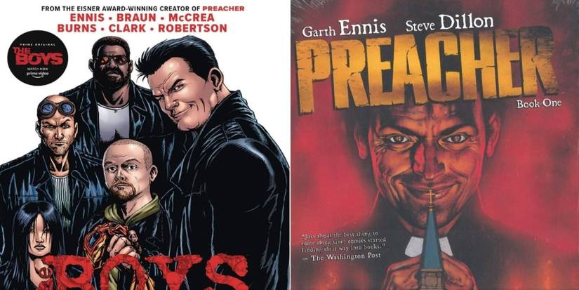 Comic covers for The Boys and Preacher side-by-side.