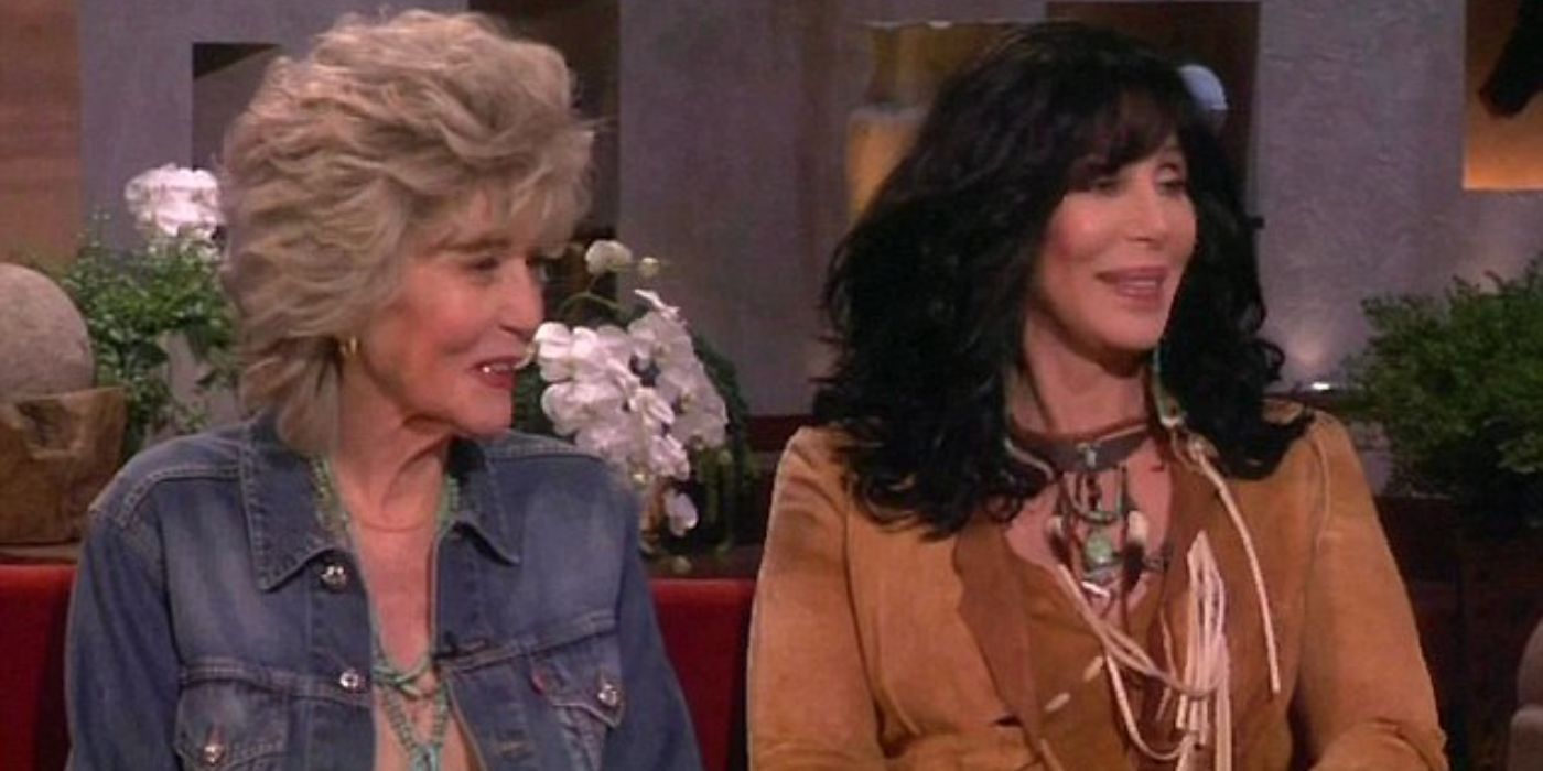 Georgia Holt and Cher sitting together during Ellen.