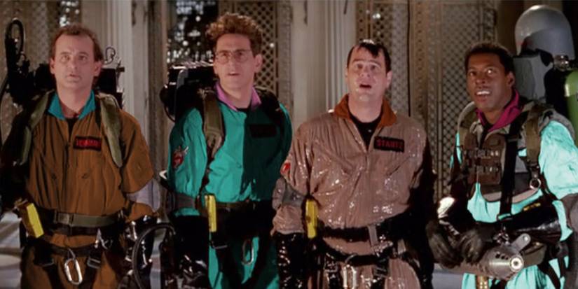 Bill Murray, Harold Ramis, Dan Aykroyd, and Ernie Hudson as the Ghostbusters in Ghostbusters II