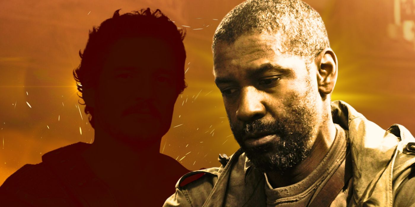 A custom image of Denzel Washington from the Book of Eli and a silhouette of Pedro Pascal.
