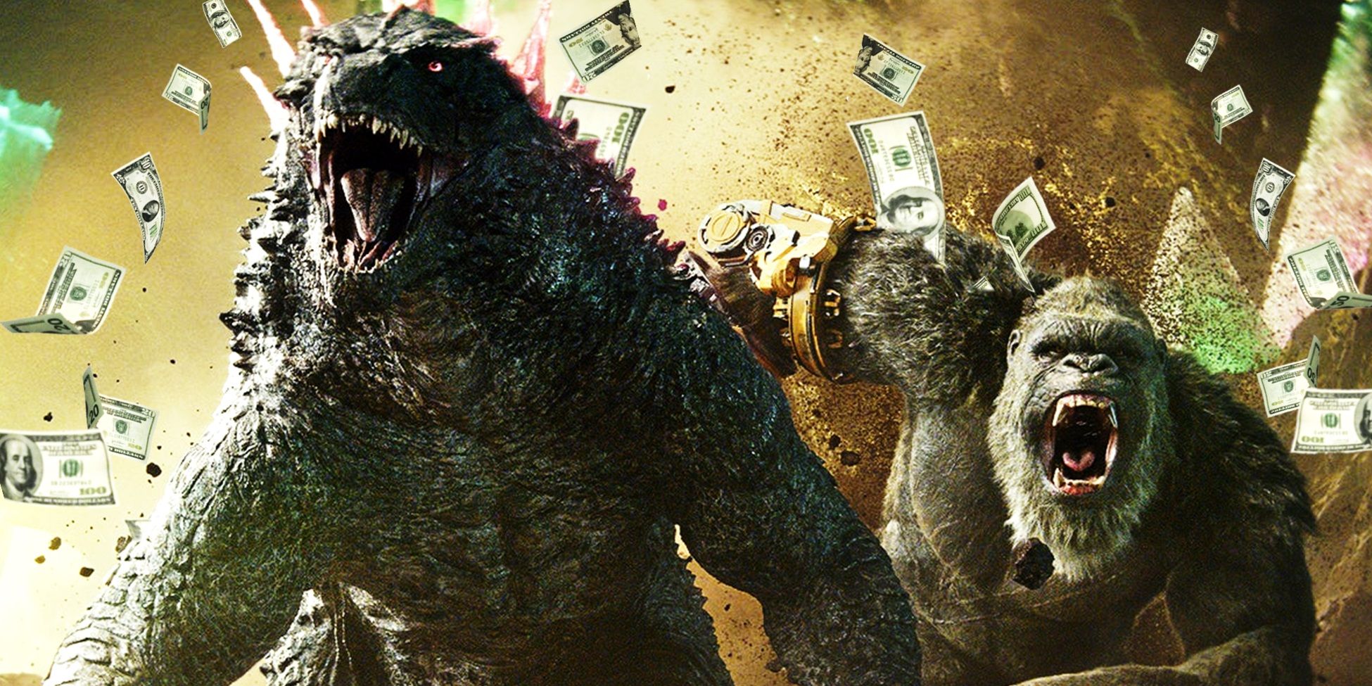 Godzilla and Kong with money in Godzilla x Kong