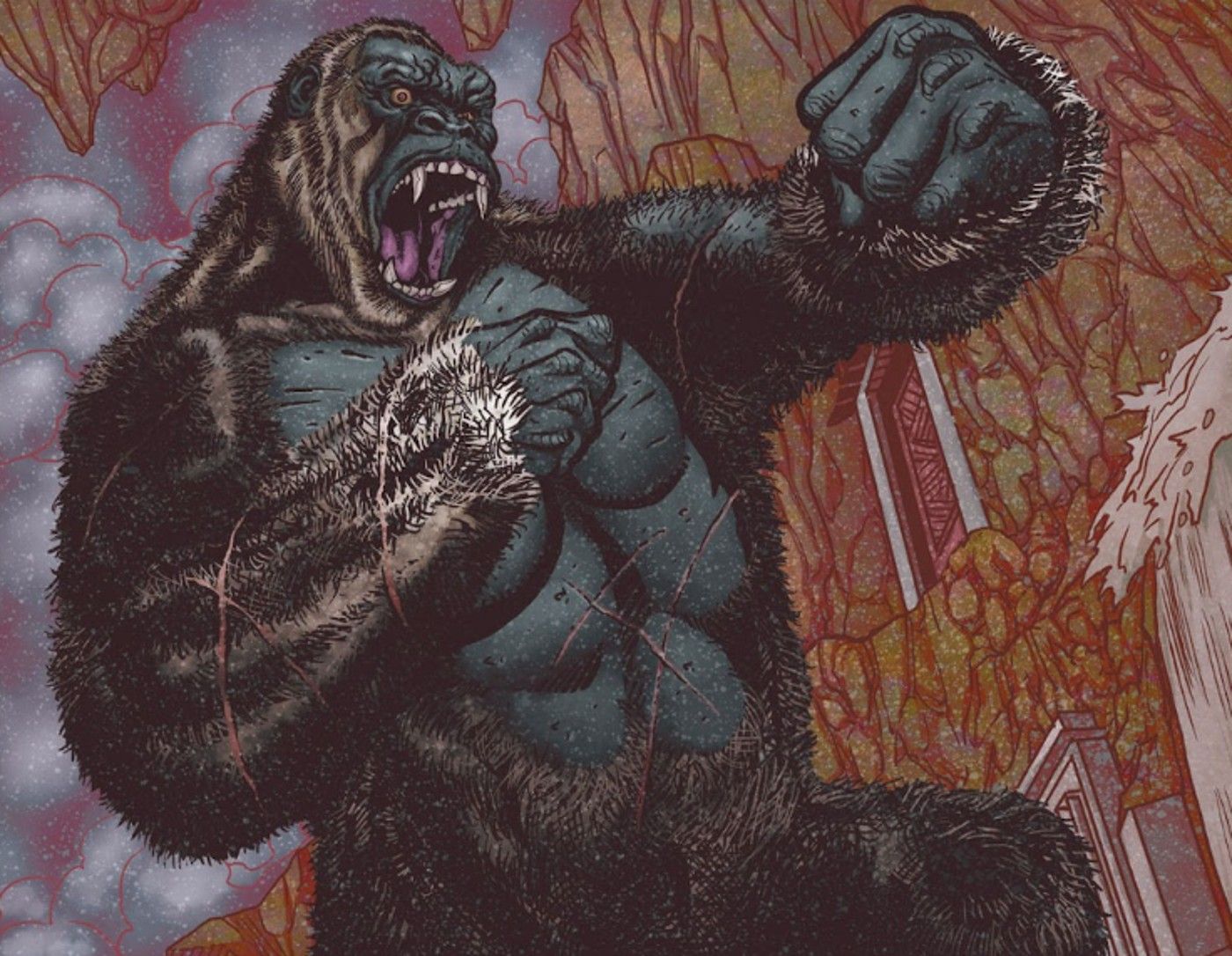 Godzilla Dominion, full portrait of King Kong roaring