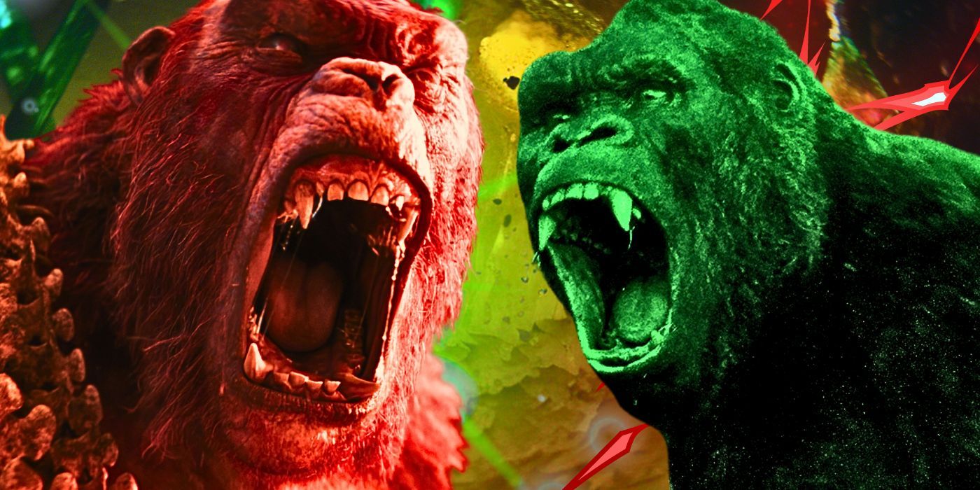 The Skar King and Kong roaring in Godzilla x Kong: The New Empire