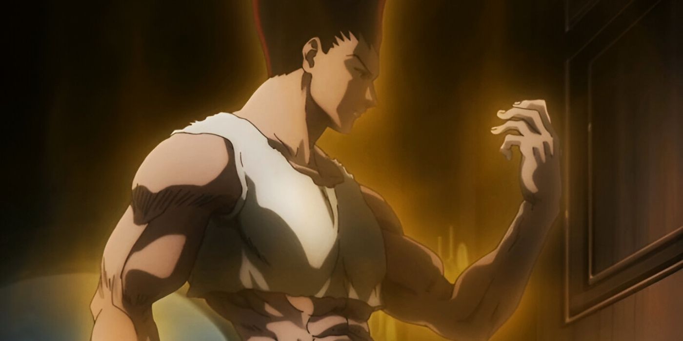 After making a Nen contract to use up his aura reserves, Gon transforms into his adult form and challenges Neferpitout to a fight in Hunter x Hunter.