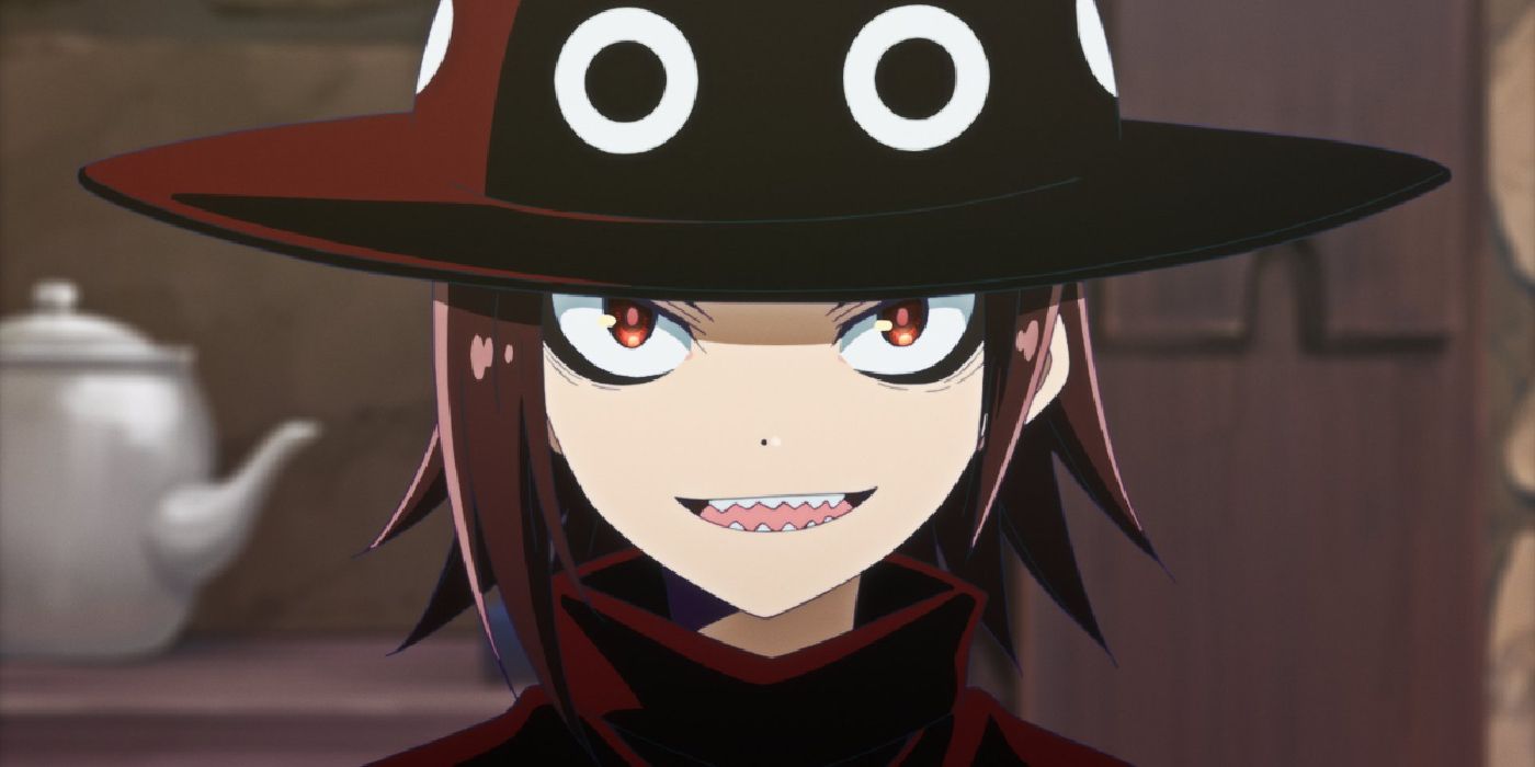 Good Night World&rsquo;s main character wearing a wide hat and sporting a toothy grin.