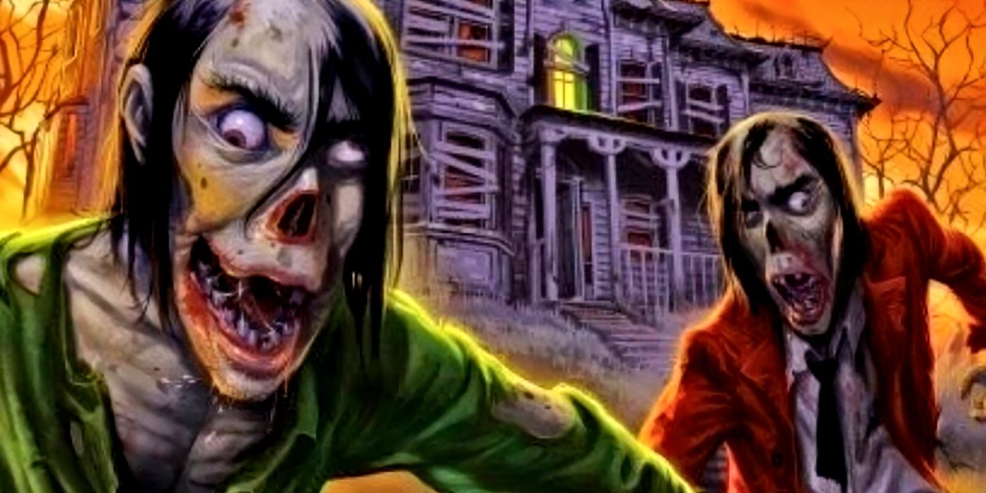 Goosebumps Zombies fora de uma casa mal-assombrada. 