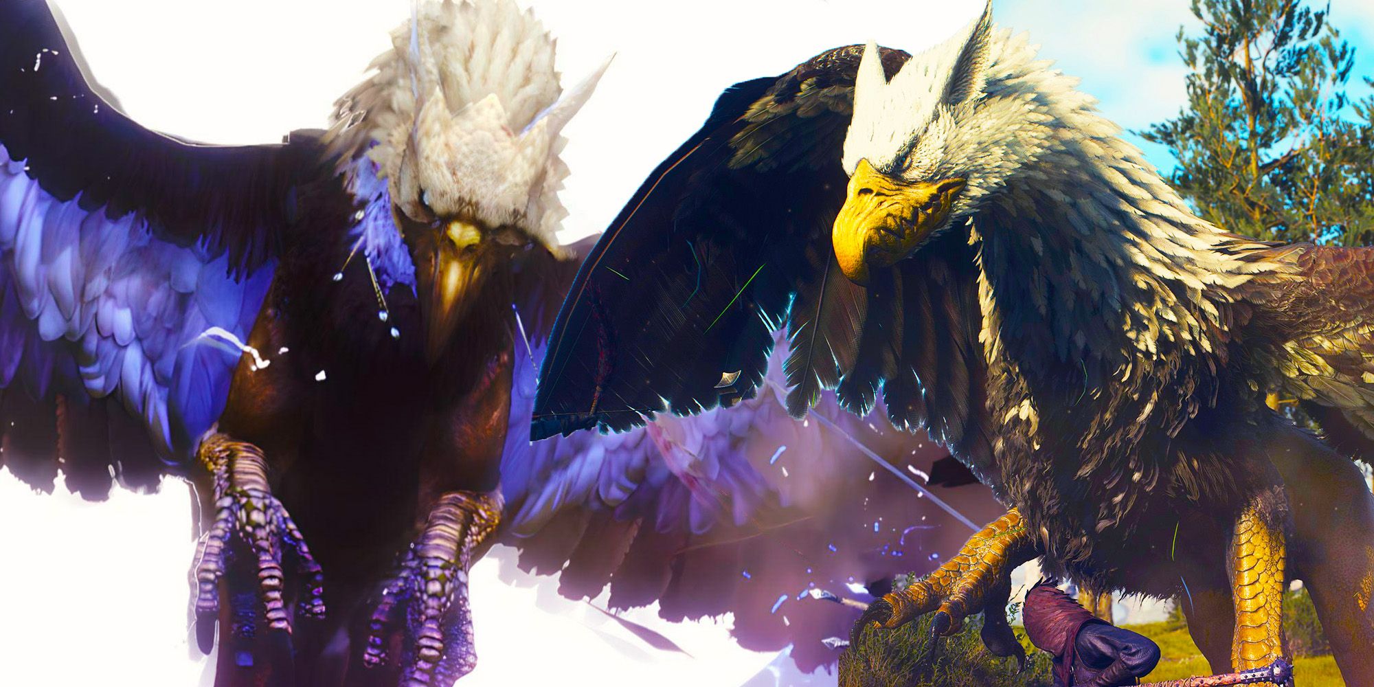 Griffins from Dragon’s Dogma 2, posed dramatically and seen from different angles.