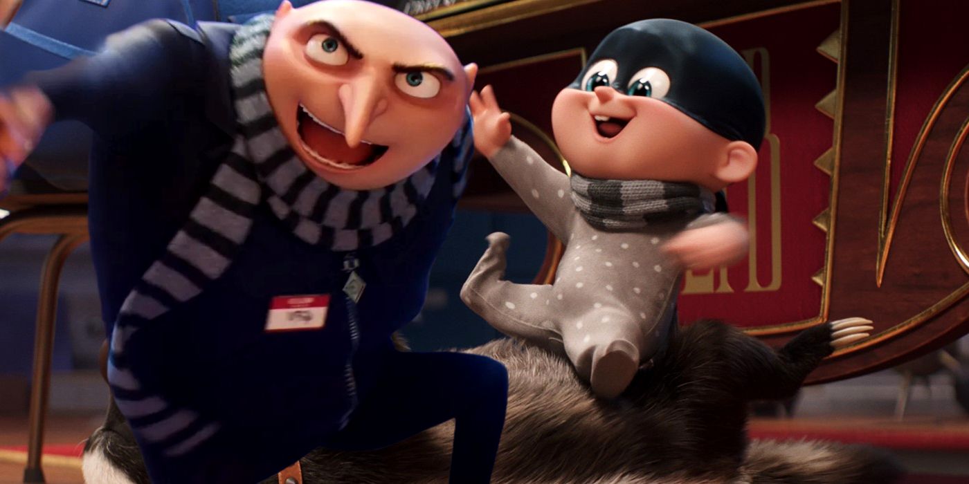 Gru is with Gru Jr from Despicable Me 4 