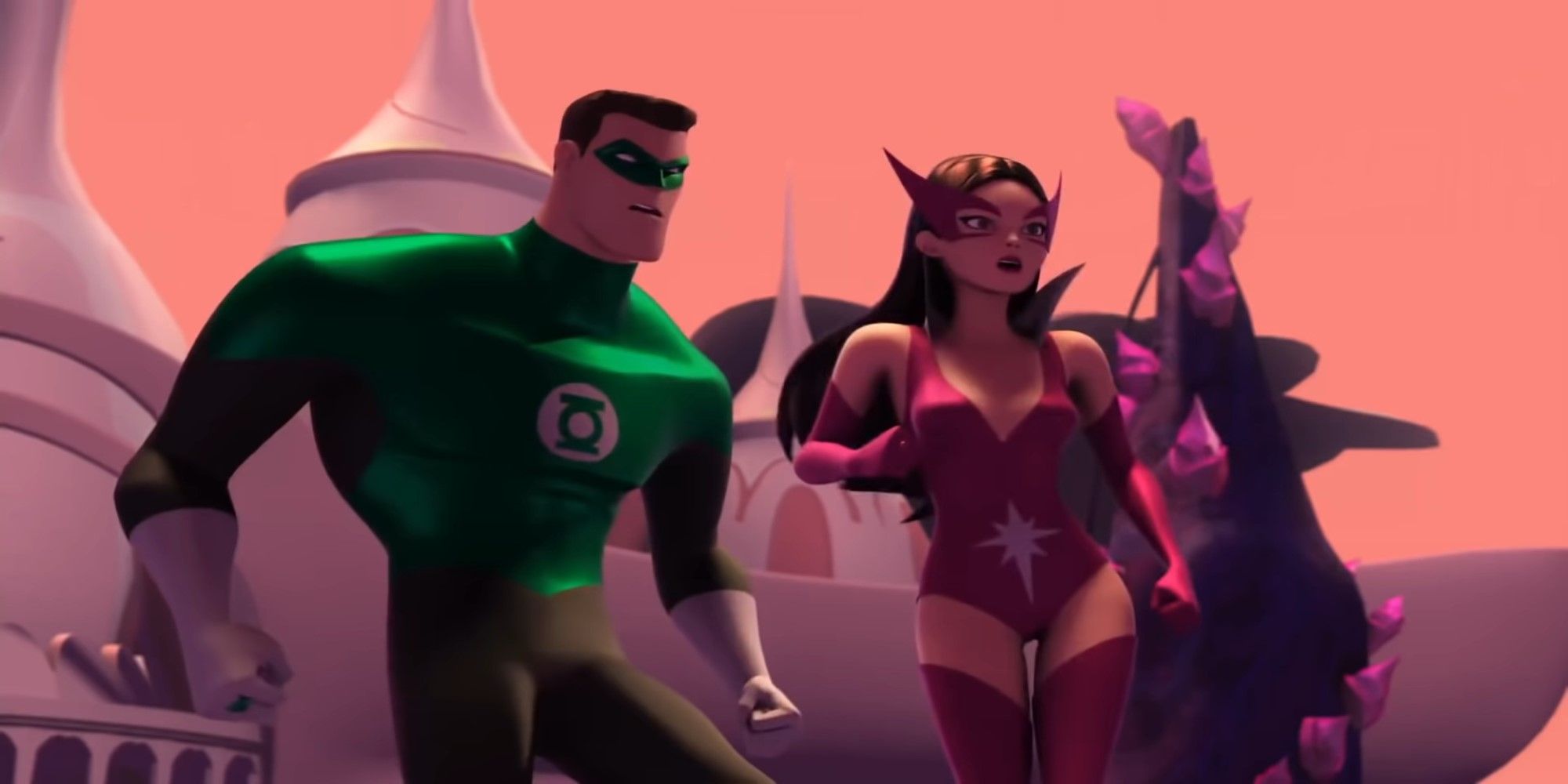 Hal Jordan como Lanterna Verde e Carol Ferris como Star Sapphire estão juntos em Lanterna Verde, a série animada.