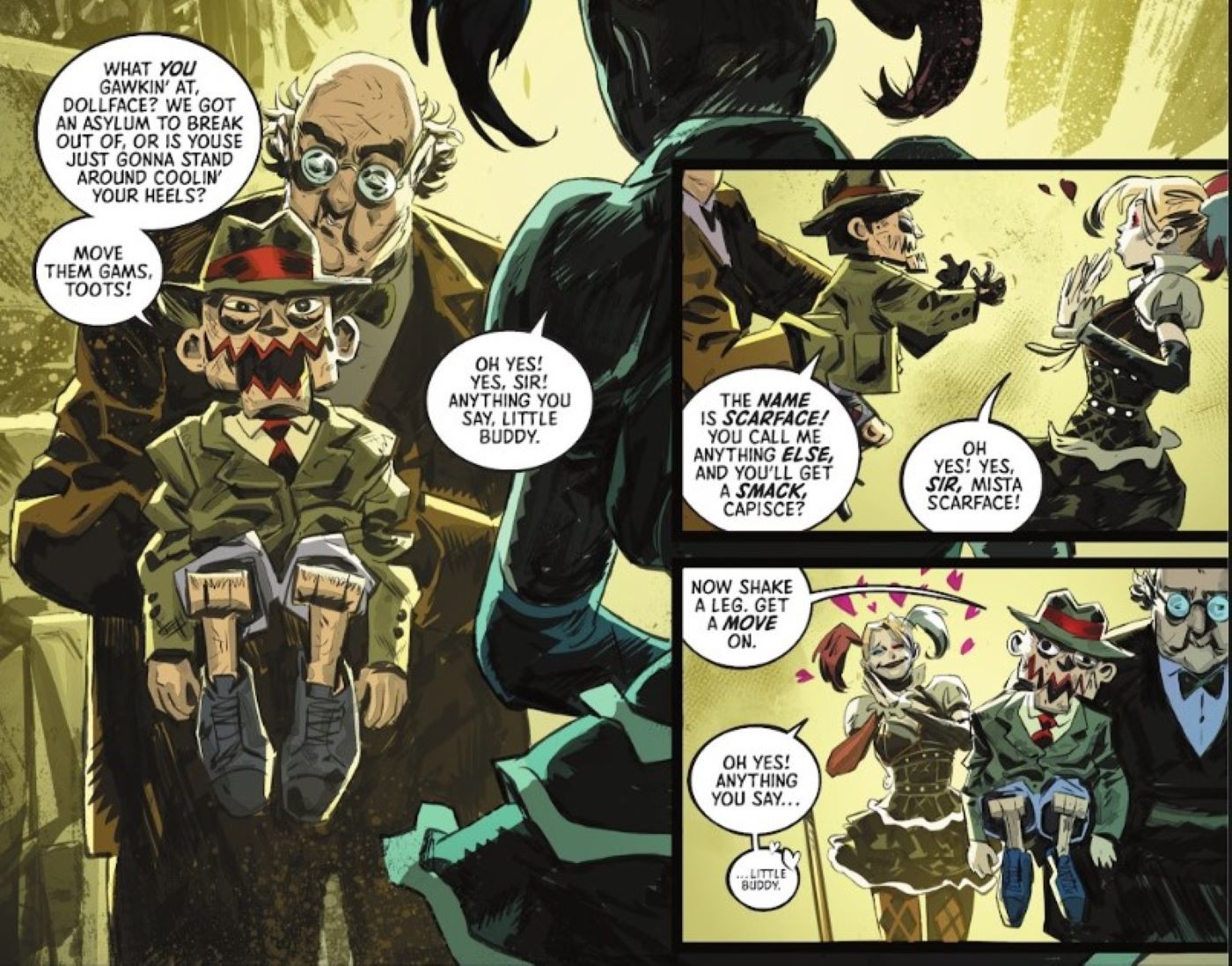 Harley Quinn falling in love with Scarface in Kill Arkham Asylum #3