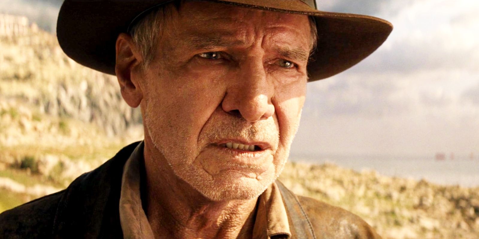 Harrison Ford looking defeated in Indiana Jones and the Dial of Destiny