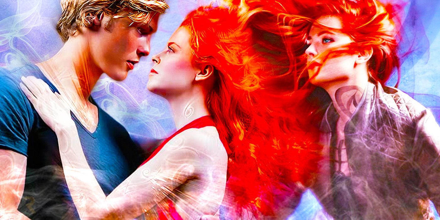 Split images of Jace and Clary on the City of Lost Souls cover and Clary with her hair blowing in the wind