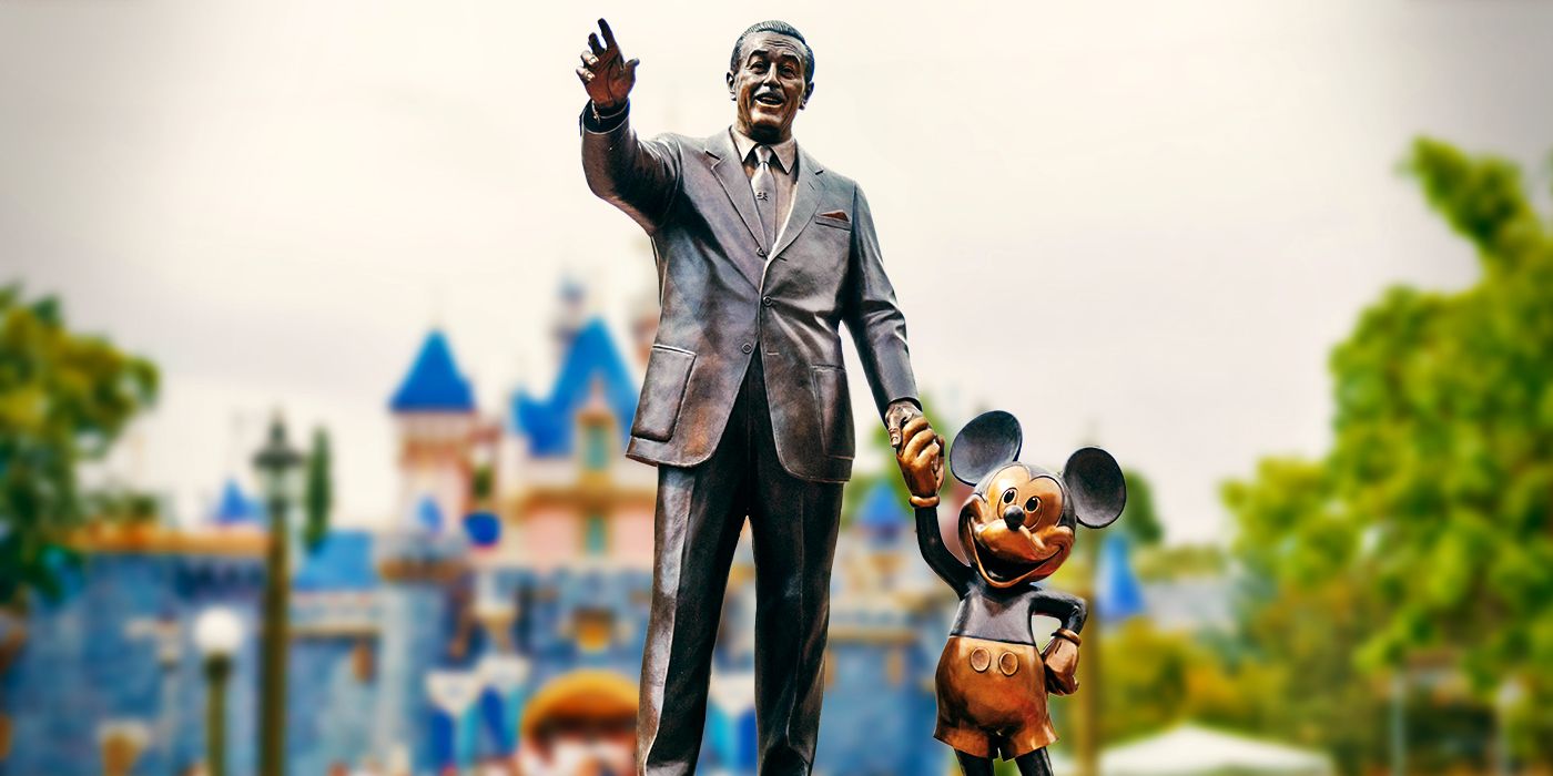 Walt Disney & Mickey Mouse statue at Disneyland