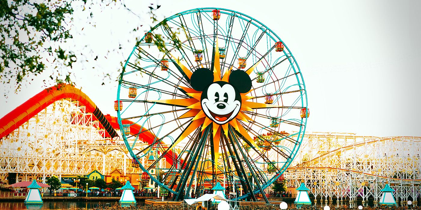 A Ferris wheel with Mickey's face in the middle at Disneyland Resort