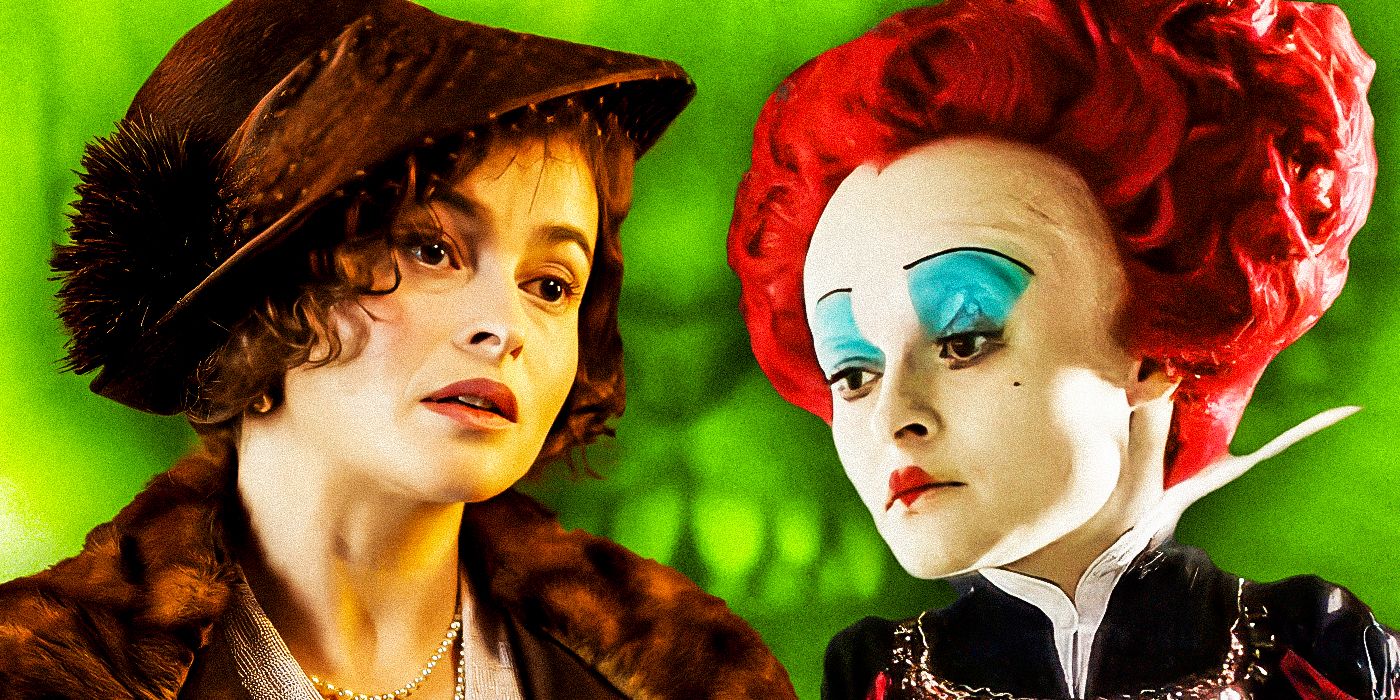 Helena Bonham Carter as Red Queen from Alice in Wonderland and Helena Bonham Carter as Queen Elizabeth from The King's Speech