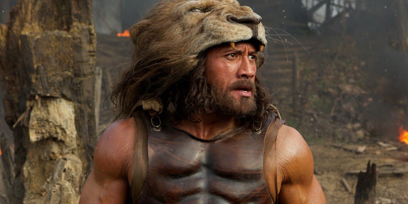 Dwayne Johnson looking off into the distance in Hercules