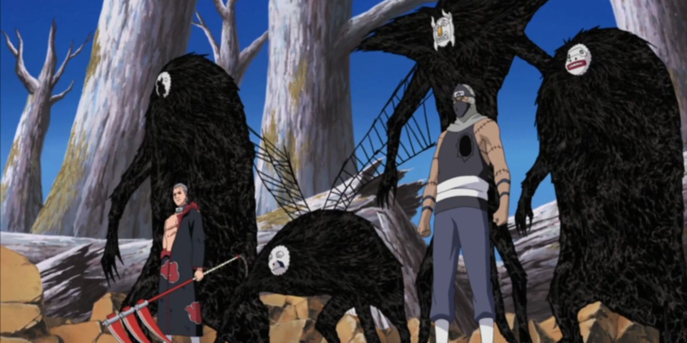 Hidan e Kakuzu em Naruto Shippuden prontos para lutar contra o time 10