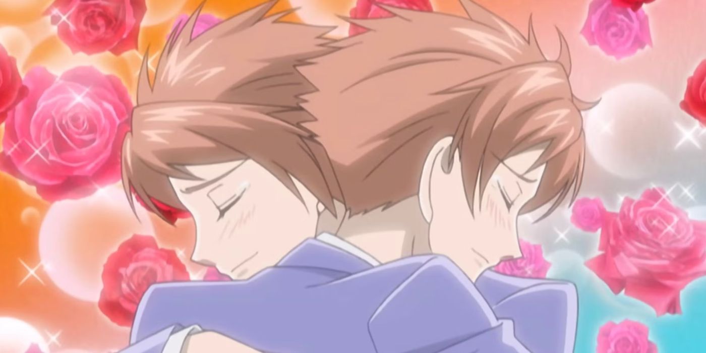 Hikaru e Kaoru se abraçando no Ouran High School Host Club