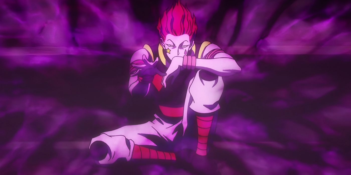 Hisoka exudes malice through his En in order to prevent Gon and Killua from proceeding to the 200th floor of Heavens Arena in Hunter x Hunter.
