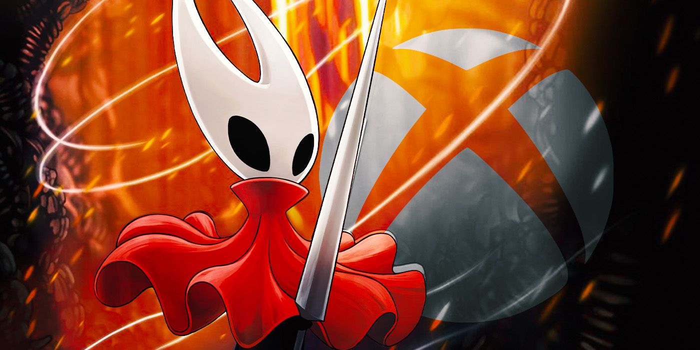 Hollow Knight Silksong protagonist Hornet in front of an Xbox logo.