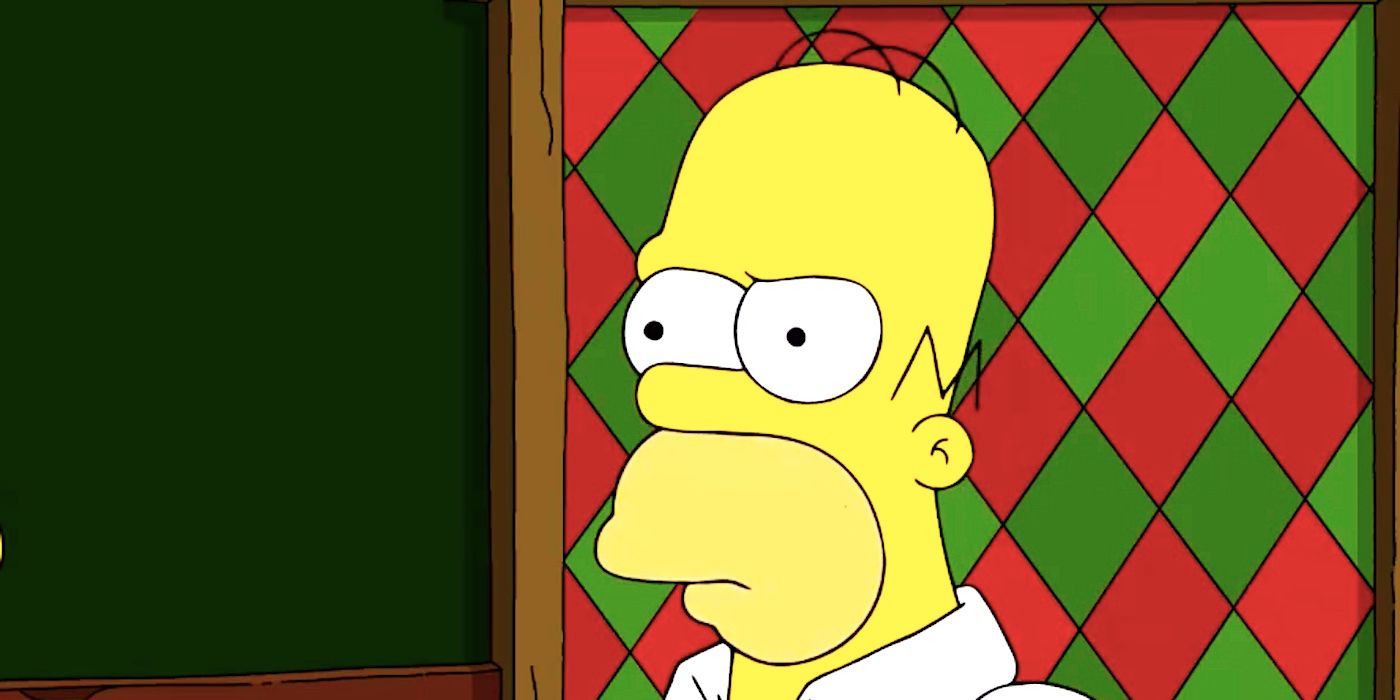 Homer looking annoyed at Moe's in The Simpsons season 35 episode 14