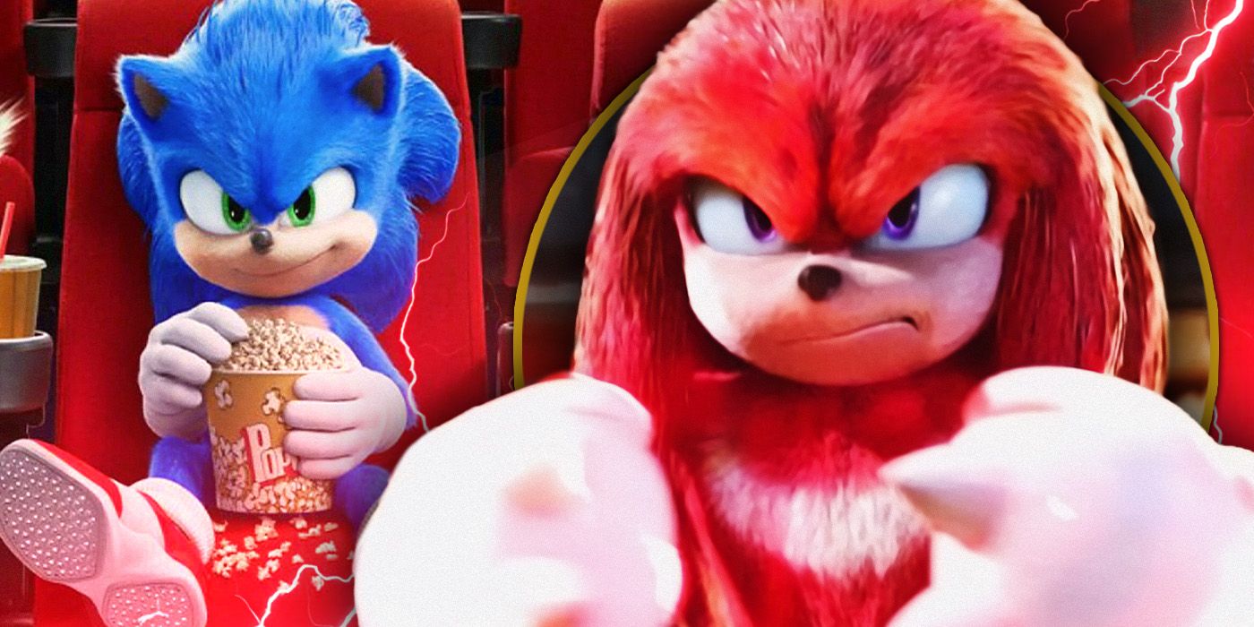 Sonic enjoying a popcorn and Knuckles getting ready for a fight in custom header