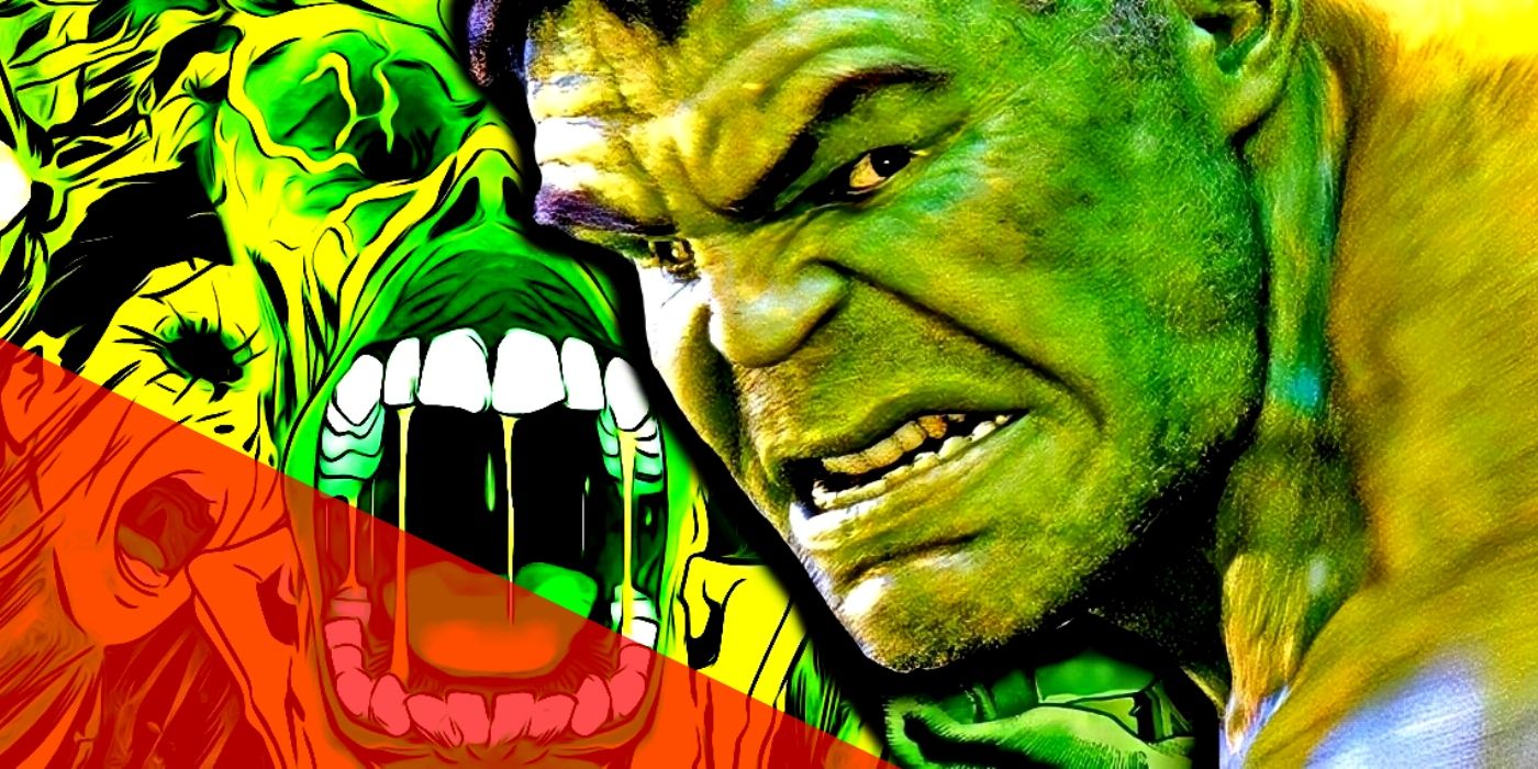 MCU Hulk with a hellish version of himself screaming behind him.