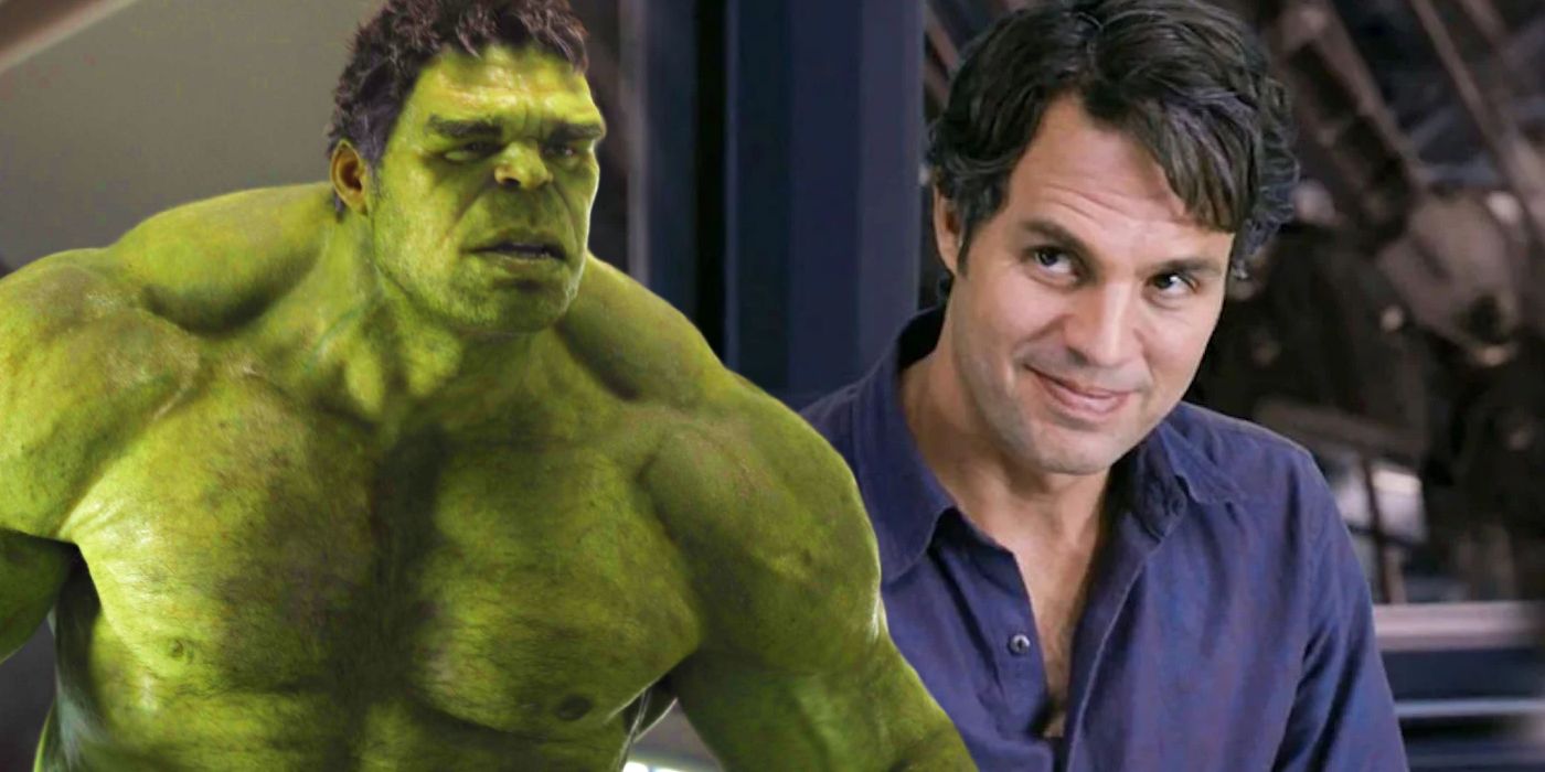 Split image of Mark Ruffalo as Hulk and as Bruce Banner in The Avengers (2012)