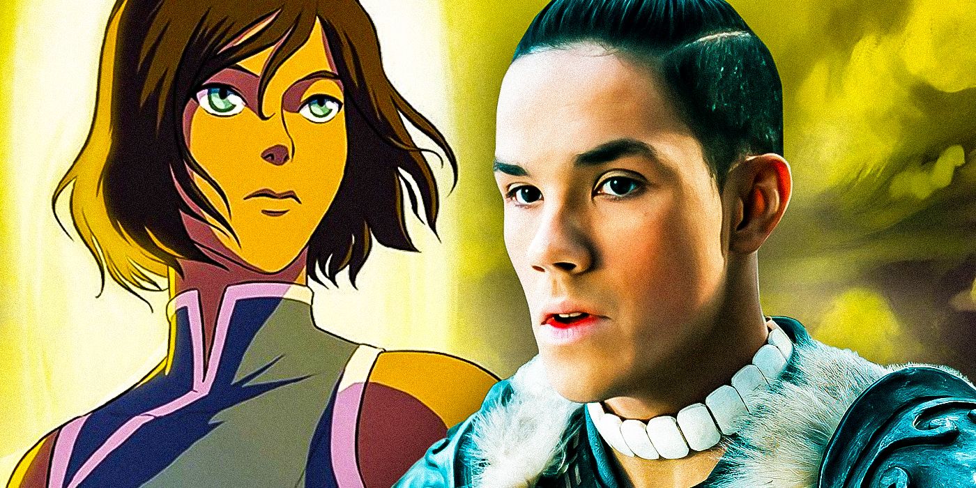 A split image of Korra from The Legend of Korra and Ian Ousley as Sokka from Avatar: The Last Airbender 