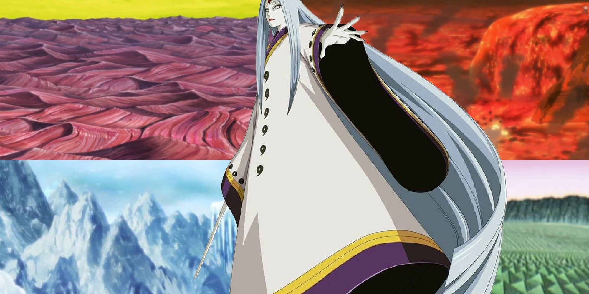 Imagem de diferentes dimensões em Naruto com Kaguya no meio