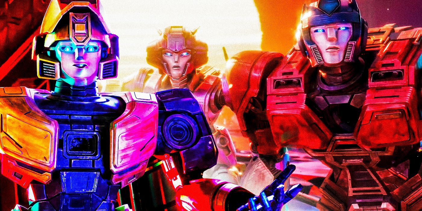 Bumblebee, Elita-One, and Optimus Prime from Transformers One